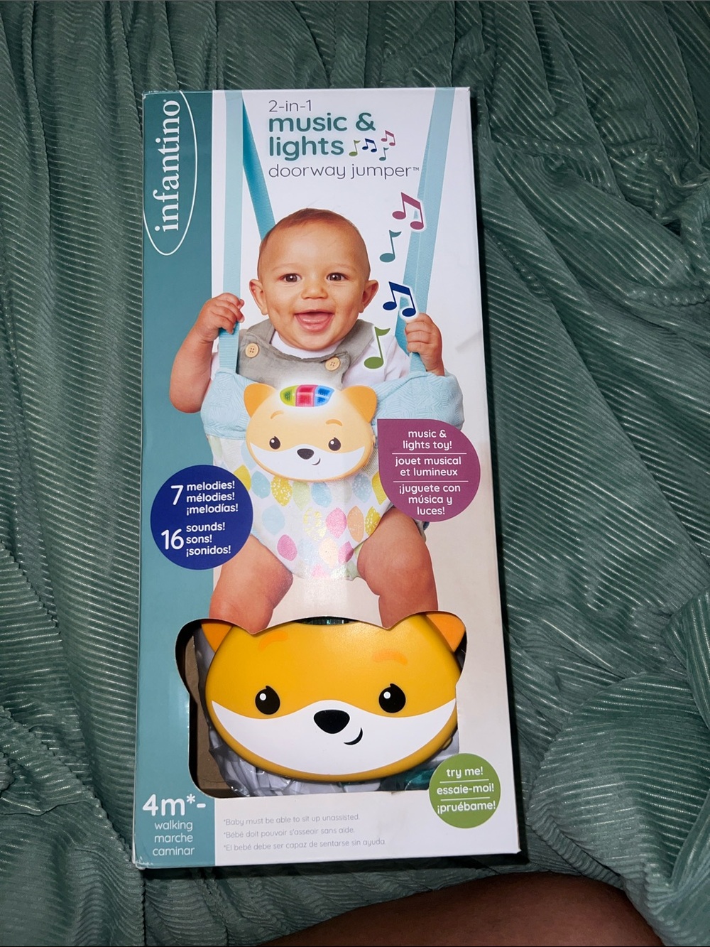 Infantino 2-in-1 Music & Lights Doorway Jumper - Yellow, Teal, White